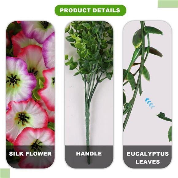 10 Bundles Morning Glory Artificial Flowers for Outdoor Decoration UV Resistant - Picture 3 of 8